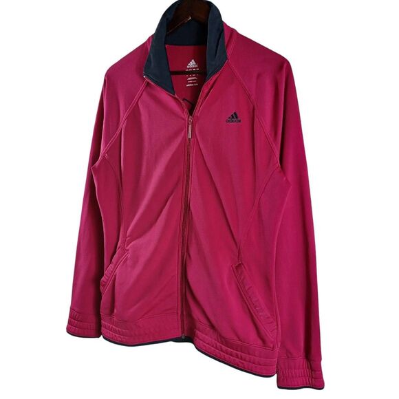 Adidas Women's Active Zip Track Jacket Size Large Pink Grey Pockets Embroidered - Picture 9 of 11